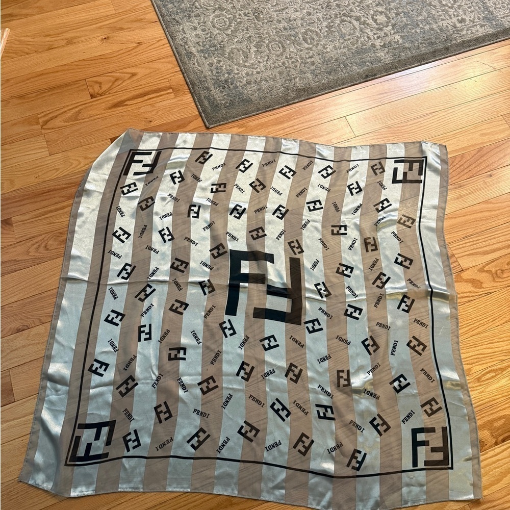Gray and Black Striped Silky Scarf. Gorgeous and chic